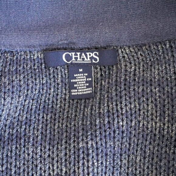 Chaps Open Cardigan Blue Cotton Knit Womens Size Medium - Picture 10 of 11